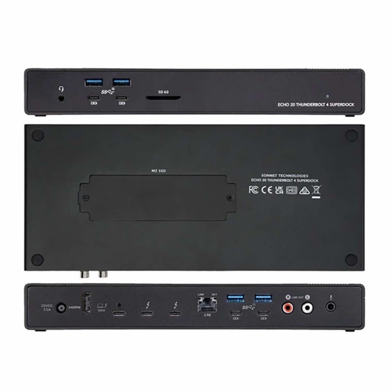 Sonnet Echo 20 Thunderbolt 4 SuperDock 2TB M.2 SSD NVMe 20 portów 100W