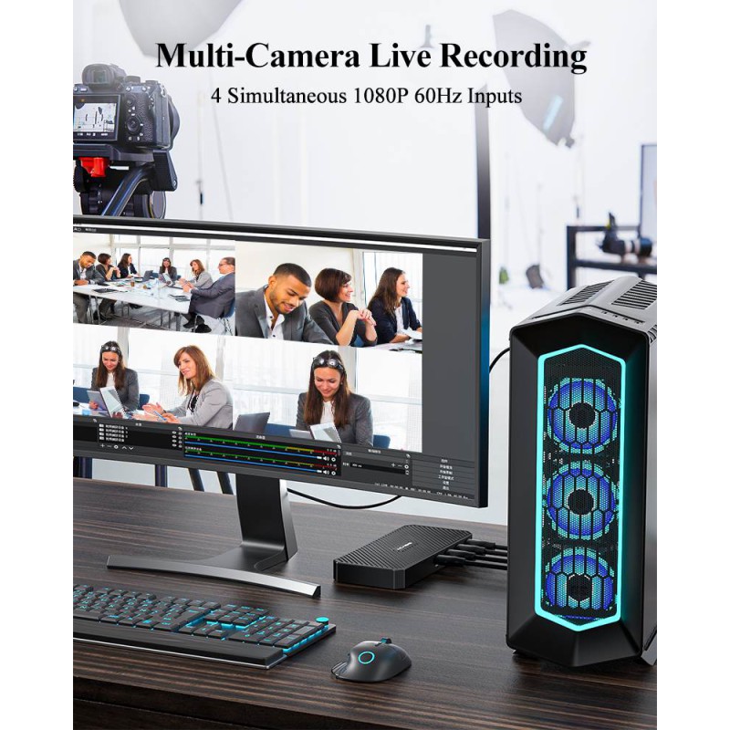 Acasis Thunderbolt 3 Quad HDMI Channel Video Capture Card Compatible with MAC OS System