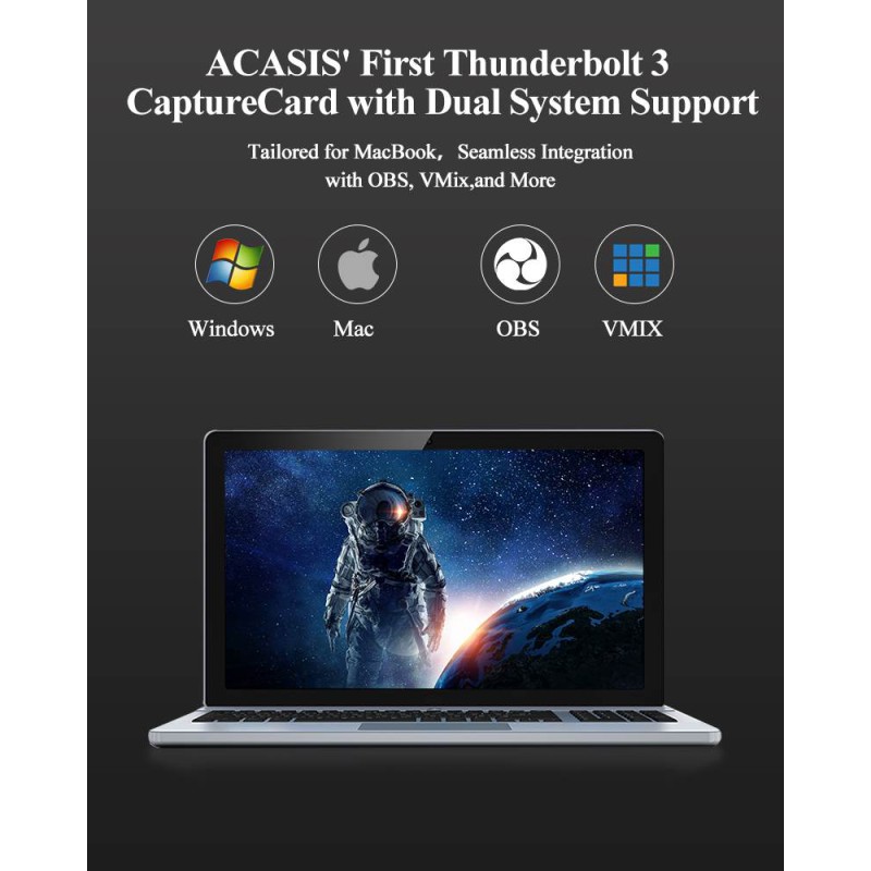 Acasis Thunderbolt 3 Quad HDMI Channel Video Capture Card Compatible with MAC OS System