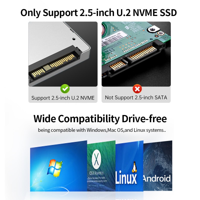 ACASIS kieszeń na dysk 2,5\" U.2 | U.3 NVMe SSD Thunderbolt 4 | USB-C 40 Gb/s
