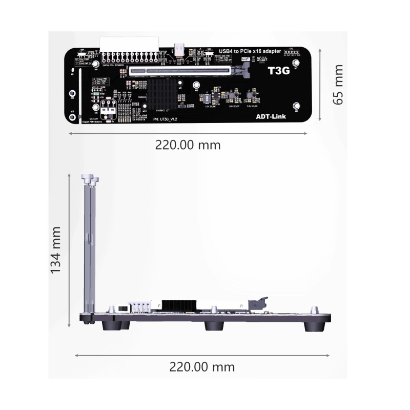 eGPU adapter ADT-UT3G PCIe 3.0 x16 USB4 | Thunderbolt macOS, Windows 40 Gb/s