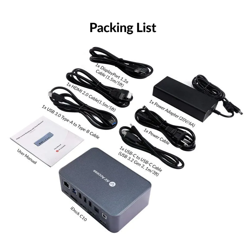 iDock C10 KVM Switch 2x host USB-C z USB 3.0, 4K Dual Monitor, 60W PD odświeżanie do 165hz