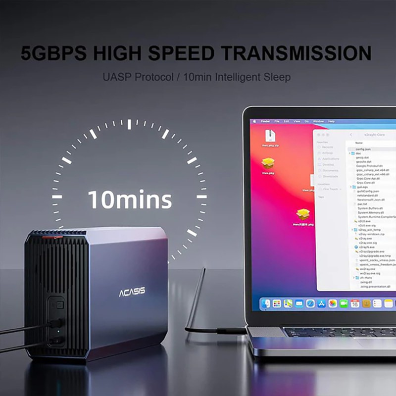 Acasis obudowa RAID 2x 3,5\"/2,5\" HDD/SSD Sprzętowy RAID 0/1/SPAN/JBOD macOS/Win/Linux