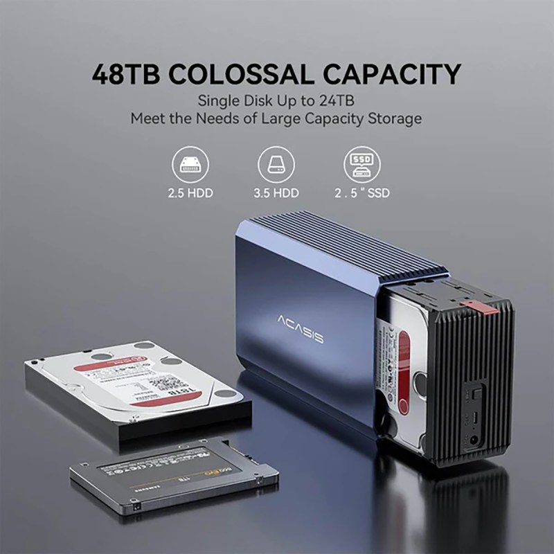 36TB Acasis USB RAID Desktop Drive 2x 18TB Toshiba Enterprise HDD