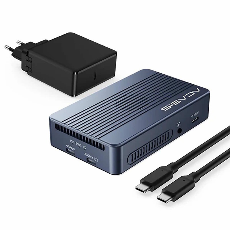 Abart Pro Sonic Dual kieszeń obudowa dysku HUB 2x NVMe M.2 SSD PCIe USB4 Thunderbolt 40 Gb/s HDMI USB-C 40 Gb/s USB-A 10 Gb/s