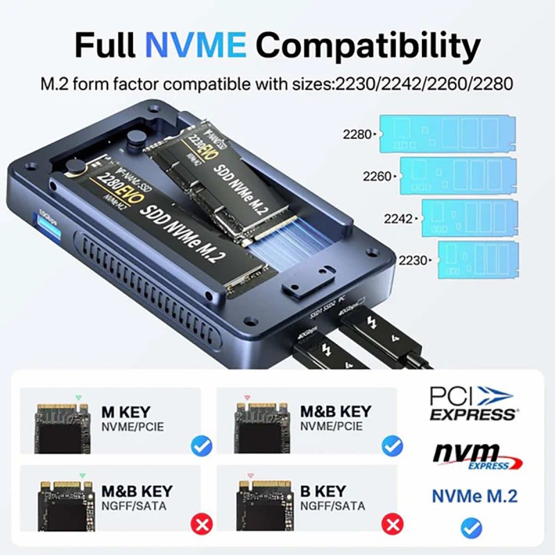 Abart Pro Sonic Dual - drive enclosure - HUB - 2x NVMe M.2 SSD PCIe USB4 Thunderbolt 40 Gb/s HDMI USB-C 40 Gb/s USB-A 10 Gb/s