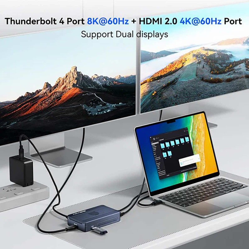 Abart Pro Sonic Dual - drive enclosure - HUB - 2x NVMe M.2 SSD PCIe USB4 Thunderbolt 40 Gb/s HDMI USB-C 40 Gb/s USB-A 10 Gb/s