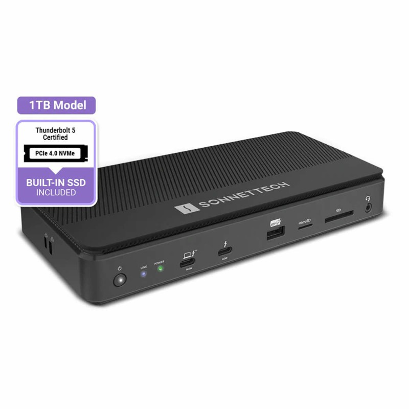 Sonnet Echo 13 Thunderbolt 5 SSD Dock - 1TB SSD NVMe 80 Gb/s 2,5 GbE SD reader 2x8K USB-A 3.x 140W PD