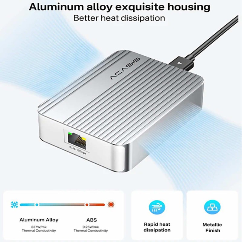 Acasis 10 Gigabit Ethernet Adapter Compatible with Thunderbolt 5/4/3 and USB4