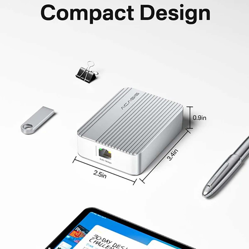 Karta sieciowa 10 GbE Acasis 10 Gigabit Ethernet Adapter kompatybilna z Thunderbolt 5/4/3 i USB4