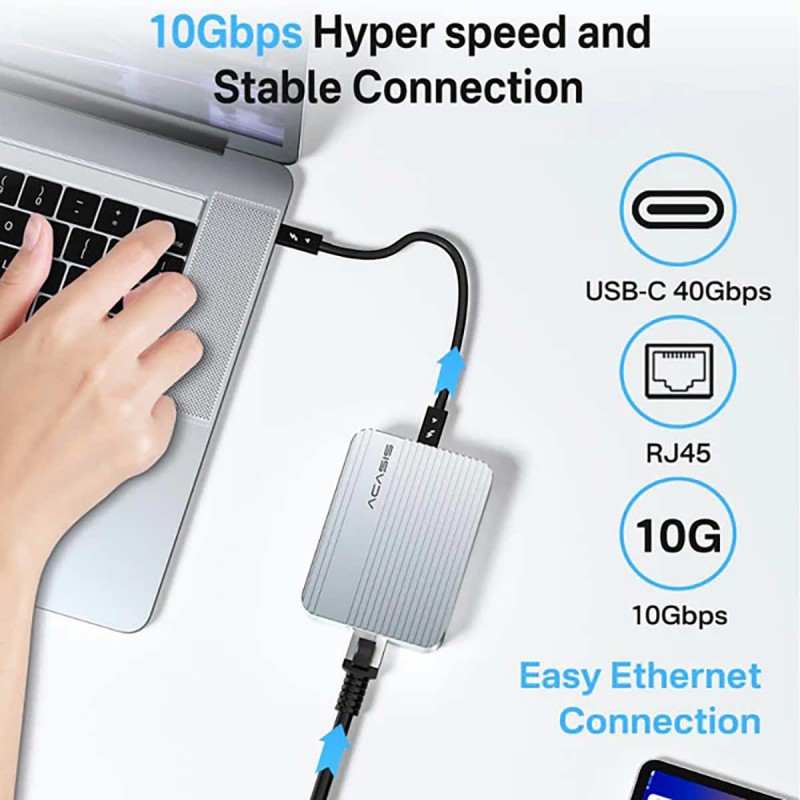 Karta sieciowa 10 GbE Acasis 10 Gigabit Ethernet Adapter kompatybilna z Thunderbolt 5/4/3 i USB4