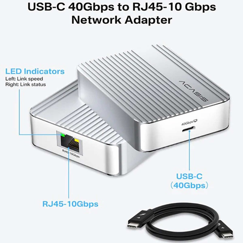 Acasis 10 Gigabit Ethernet Adapter Compatible with Thunderbolt 5/4/3 and USB4