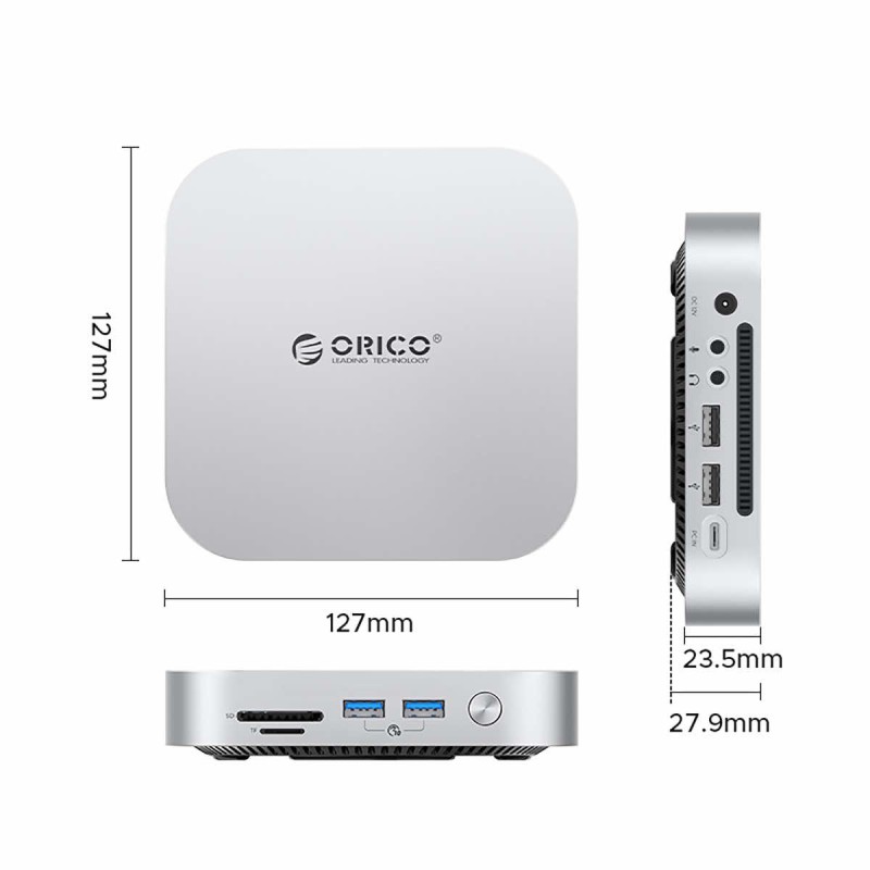 Orico MiniLink M49P docking station 9-in-1 10Gb/s 1x 1TB M.2 SSD PCIe USB-A SD/TF MiniJack great for Mac mini 2024