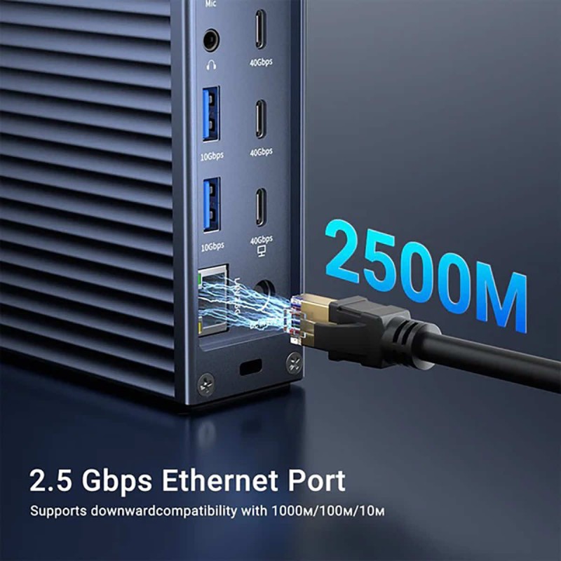 Acasis 21 Ports 40Gbps Thunderbolt 4 Docking Station USB-C, USB-A, LAN 2,5GbE, HDMI, minijack, microSD, SD