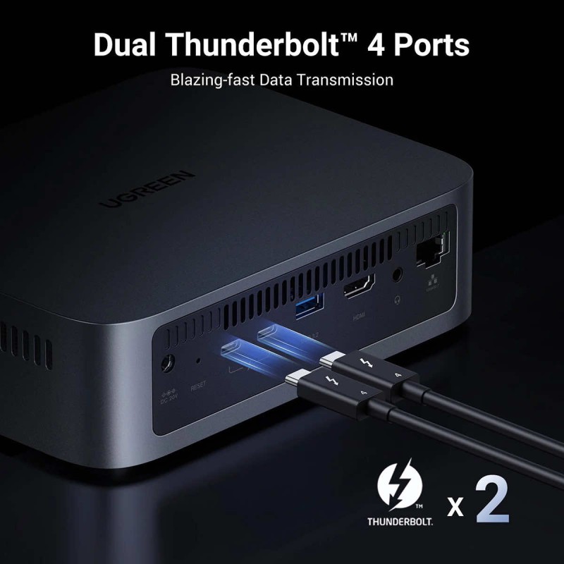 UGREEN NASync DXP480T Plus 16TB NAS 4x M.2 SSD NVMe PCIe 10GbE 2x Thunderbolt HDMI USB-A