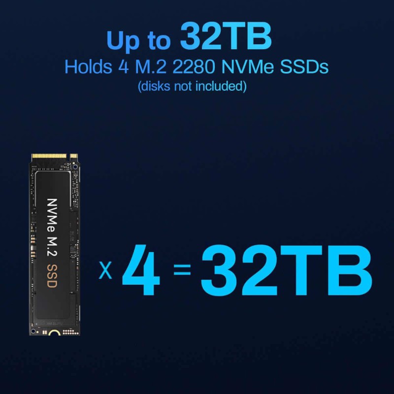 TerraMaster D4 SSD 4x M.2 SSD NVMe Thunderbolt, USB-C 40 Gb/s do 32TB bez dysków