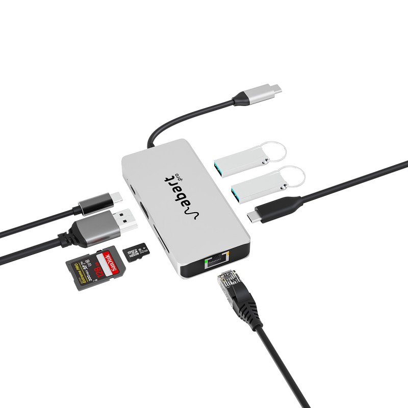 Abart Pro 8-in-1 USB-C docking station with 2.5GbE network card and PD up to 100W