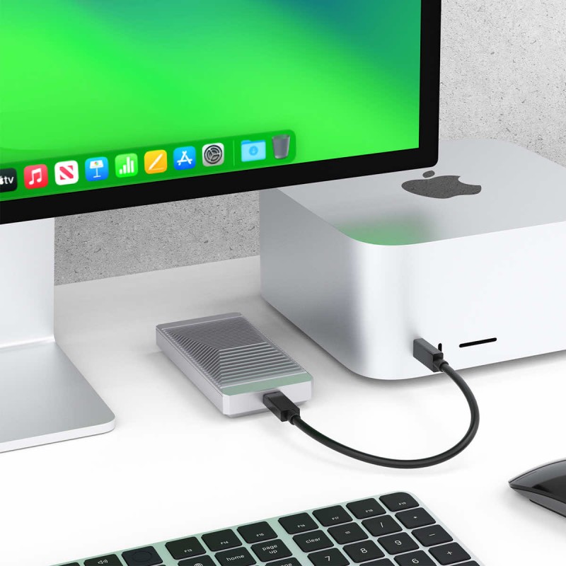Abart Pro M.2 PCIe NVMe drive enclosure up to 80Gb/s compatible with Thunderbolt 5, Thunderbolt 4, and 3 USB4 up to 6000MB/s