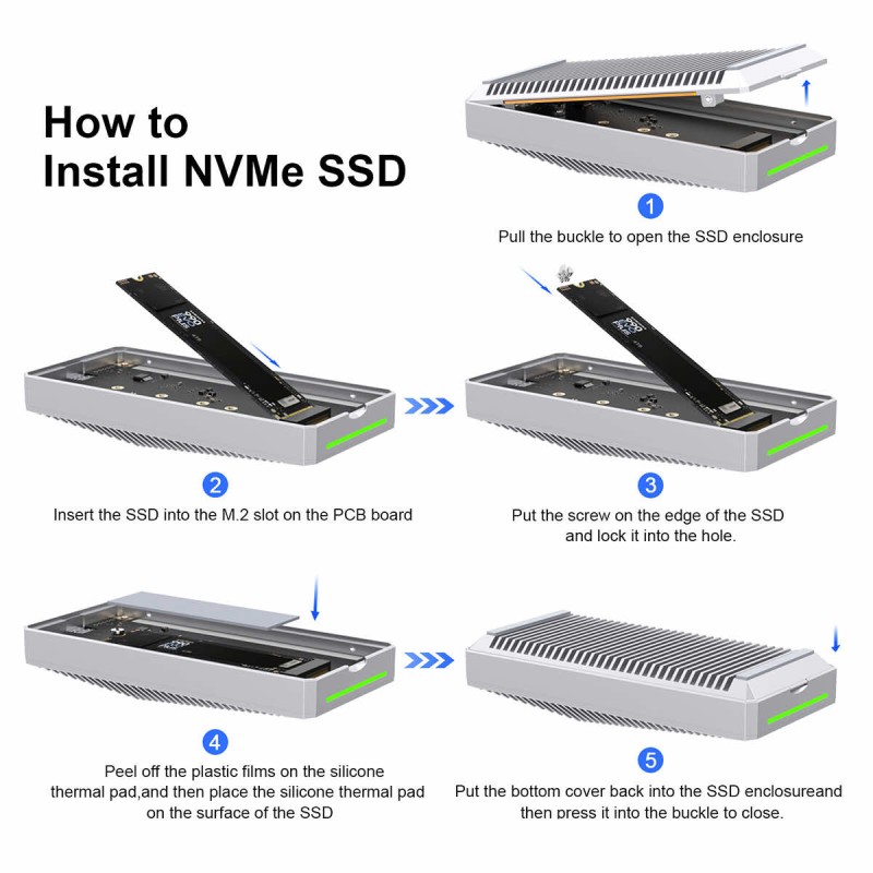 Abart Pro M.2 PCIe NVMe drive enclosure up to 80Gb/s compatible with Thunderbolt 5, Thunderbolt 4, and 3 USB4 up to 6000MB/s