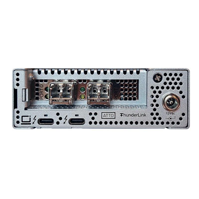 ATTO ThunderLink 5642 Dual-Port Thunderbolt™ 5 to SFP+ optical dual-port 64Gb Fibre Channel Adapter
