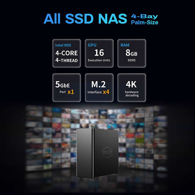 NAS TerraMaster F4 SSD 4x  All-Flash M.2 SSD NVMe 5GbE 8GBDDR5 USB3.2