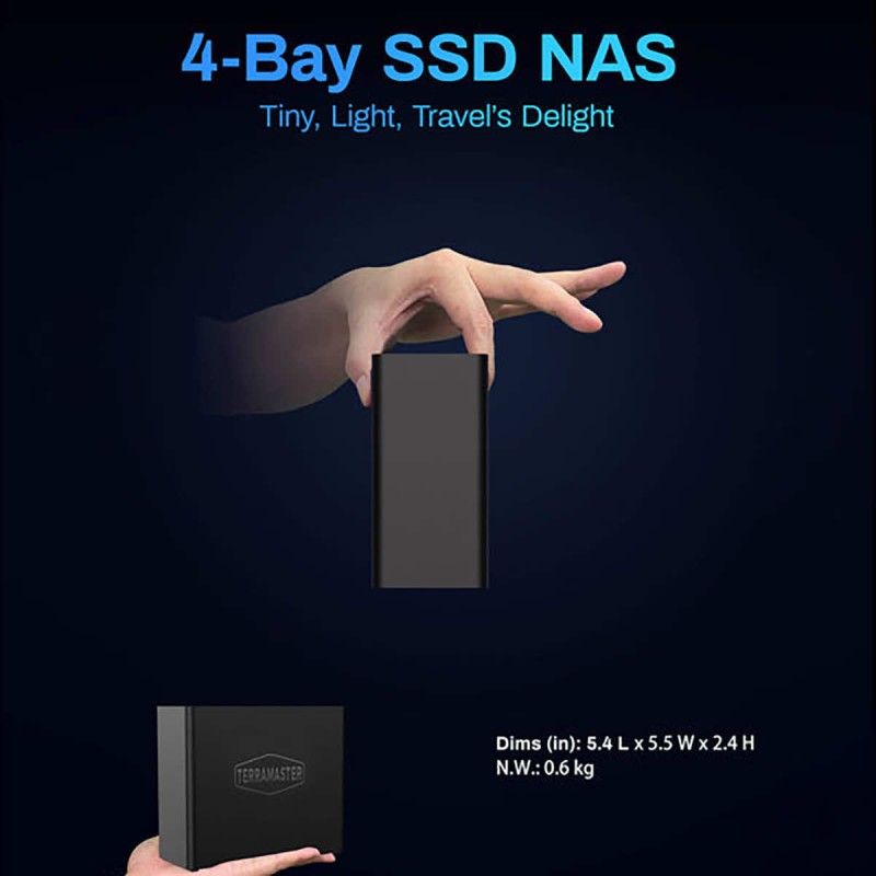NAS TerraMaster F4 SSD 4x  All-Flash M.2 SSD NVMe 5GbE 8GBDDR5 USB3.2
