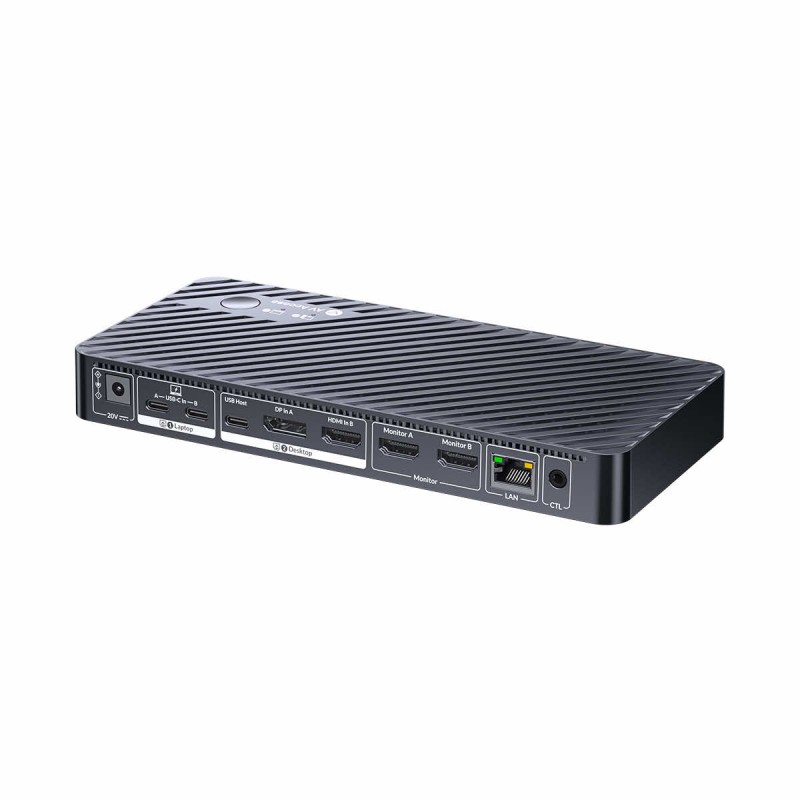 iDock M10 KVM Switch Docking Station for MacBook and PC 2x 4K HDMI 1x Laptop + 1x Desktop, 100W Charging, 10-in-1 USB-C Dock