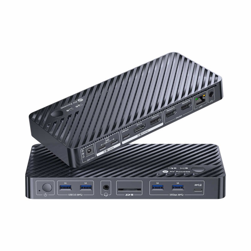 iDock M10 KVM Switch Docking Station for MacBook and PC 2x 4K HDMI 1x Laptop + 1x Desktop, 100W Charging, 10-in-1 USB-C Dock
