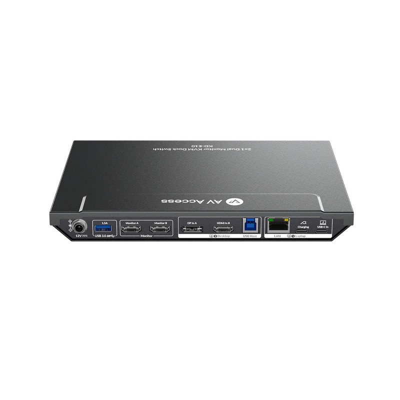 iDock KD-E10 KVM Switch Docking Station 2 PCs 2 Monitors 100W PD for Laptop, EDID Emulation, High Refresh Rates for Gaming