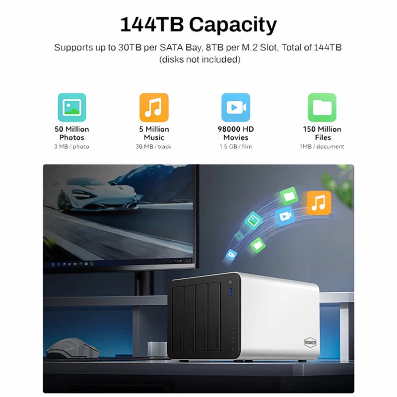 NAS TerraMaster F4-425 Plus 4x HDD/SSD 3x NVMe M.2 2x 5GbE 16GB DDR5 4x USB 10 Gb/s