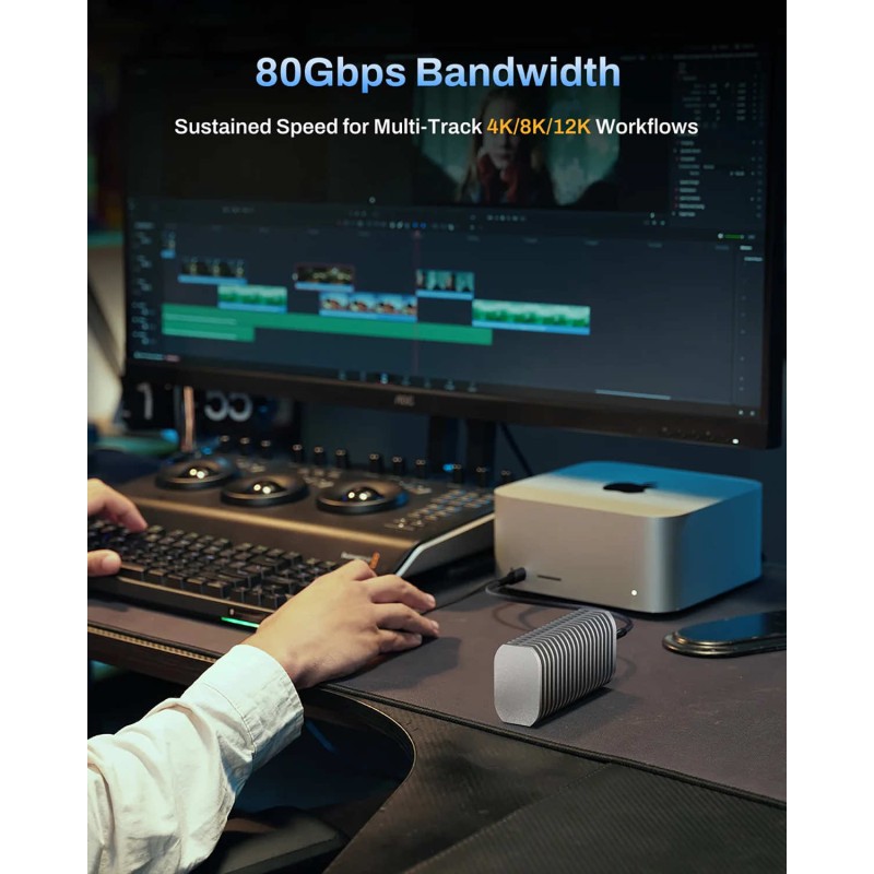 TerraMaster D1 SSD PRO Thunderbolt 5 enclosure for 1x M.2 SSD NVMe drive up to 80 Gb/s compatible with USB-C
