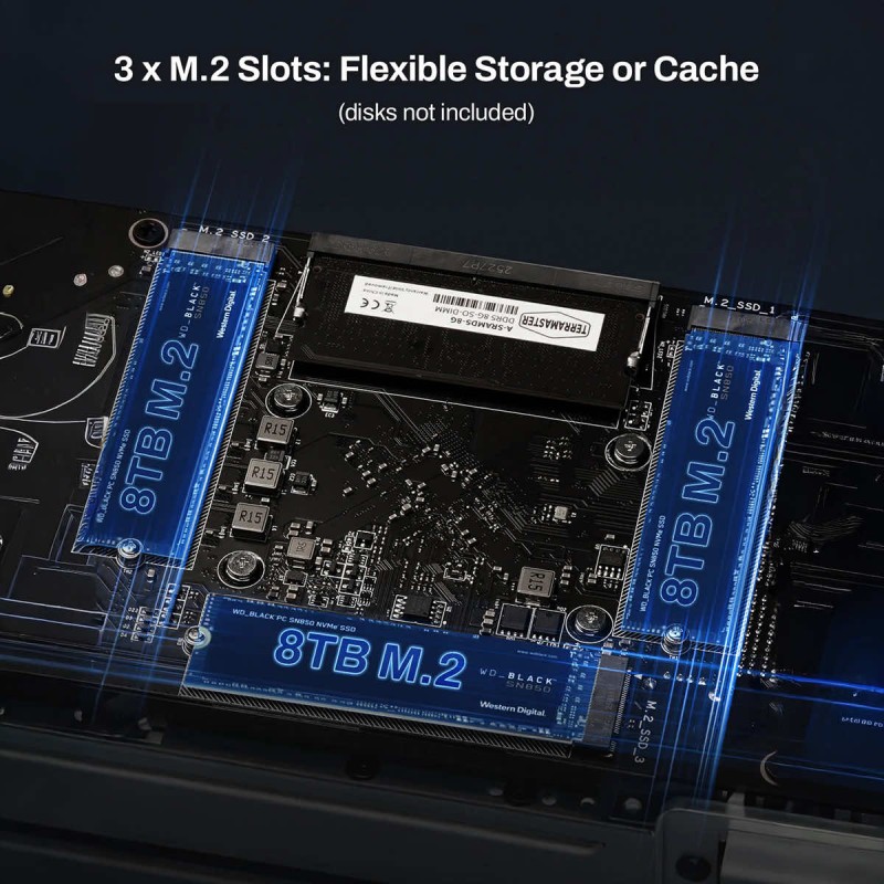NAS TerraMaster F2-425 Plus 1x256GB NVMe + 2xM.2 Slot 0TB HDD 2x 5GbE 8GBRAM 4xUSB Preinstalowany TOS