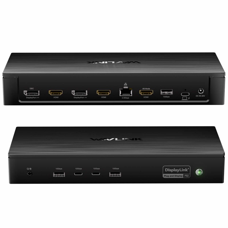 WavLink 13-in-1 Universal DisplayLink Dock 2x8K DP | 5x 4K Display | 2,5GbE LAN | 5x USB 10 Gbs | 100W PD