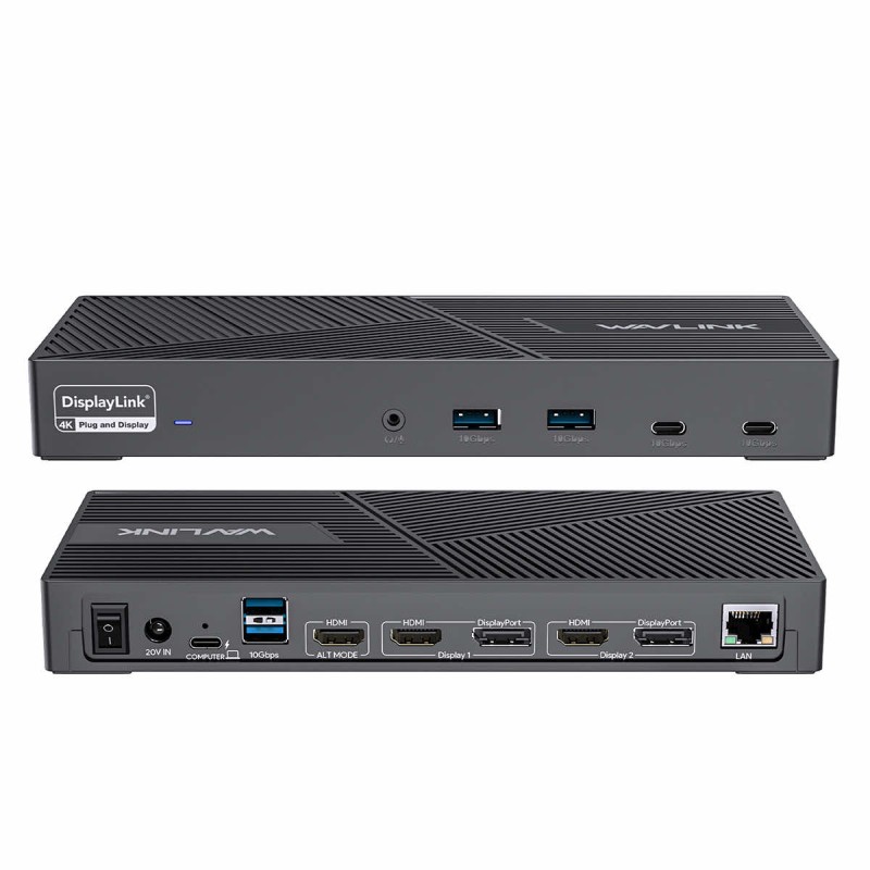 WavLink USB-C 15-in-1 Triple 4K Display Stacja dokująca z DisplayLink 3x 4K Display | 1GbE LAN | 6x USB 10 Gbs | 100W PD