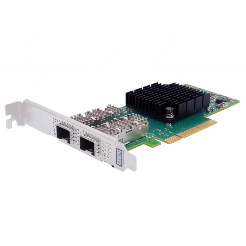 ATTO FastFrame N322 Dual Channel 10/25GbE x16 PCIe 3.0 Integrated SFP28
