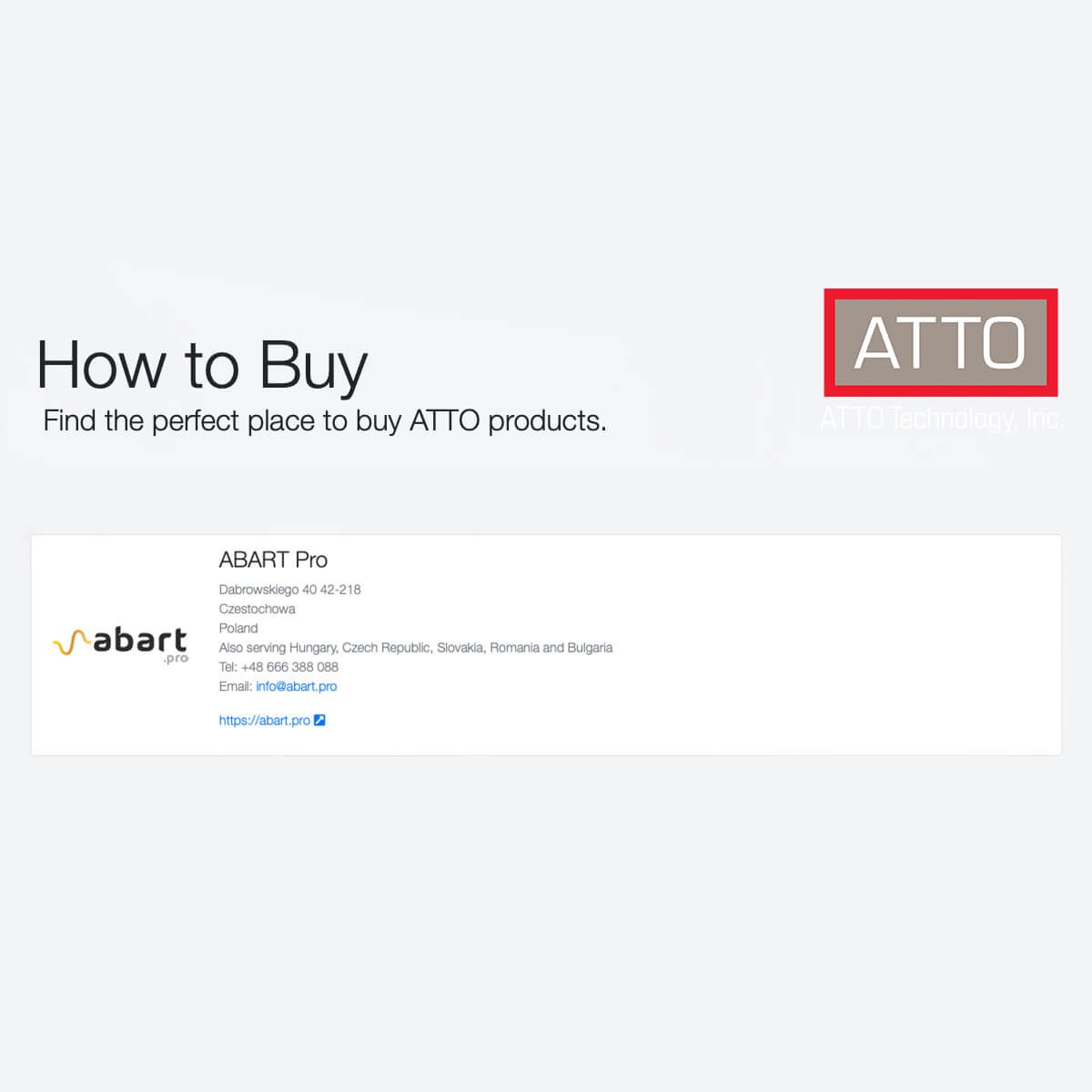 We are an authorized ATTO partner for Central and Eastern Europe