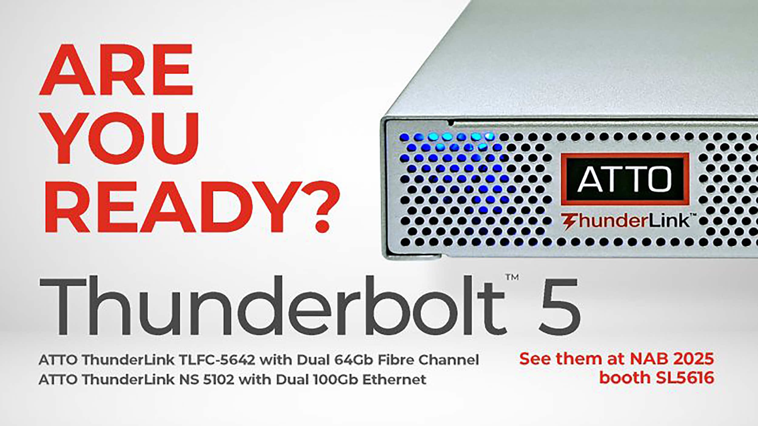 ATTO Technology Unveils Thunderbolt™ 5 Adapters: Dual 64Gb Fibre Channel and Dual 100Gb Ethernet