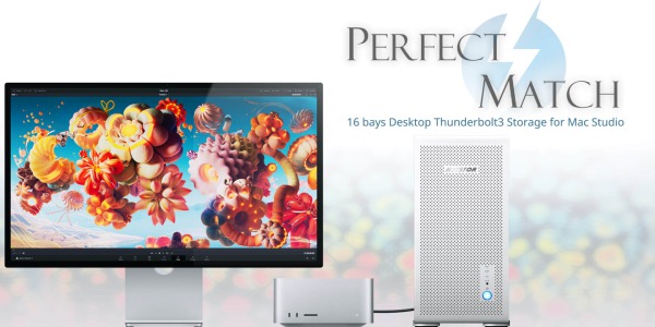 Do 320TB w sprzętowym RAID poprzez port Thunderbolt. Z Mac Studio idealna para!